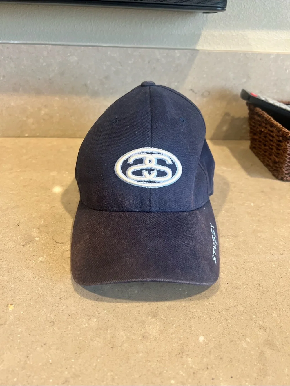 Stussy Navy Blue Baseball Cap with White Embroidered Logo